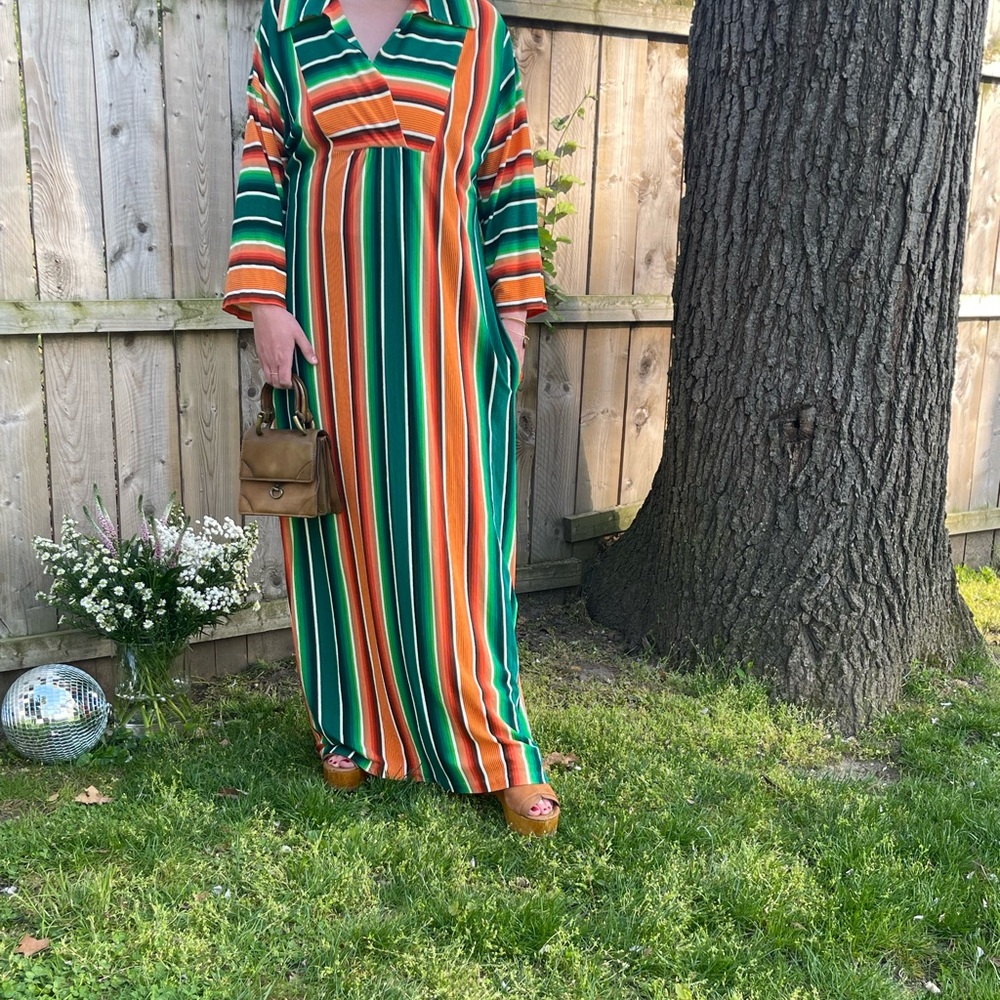 Multi-colored poly-terry kaftan